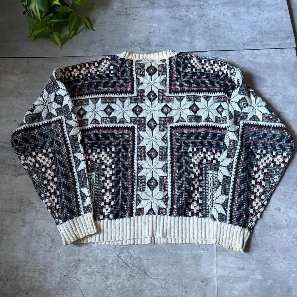 Vintage 90s knit geometric pattern  sweater